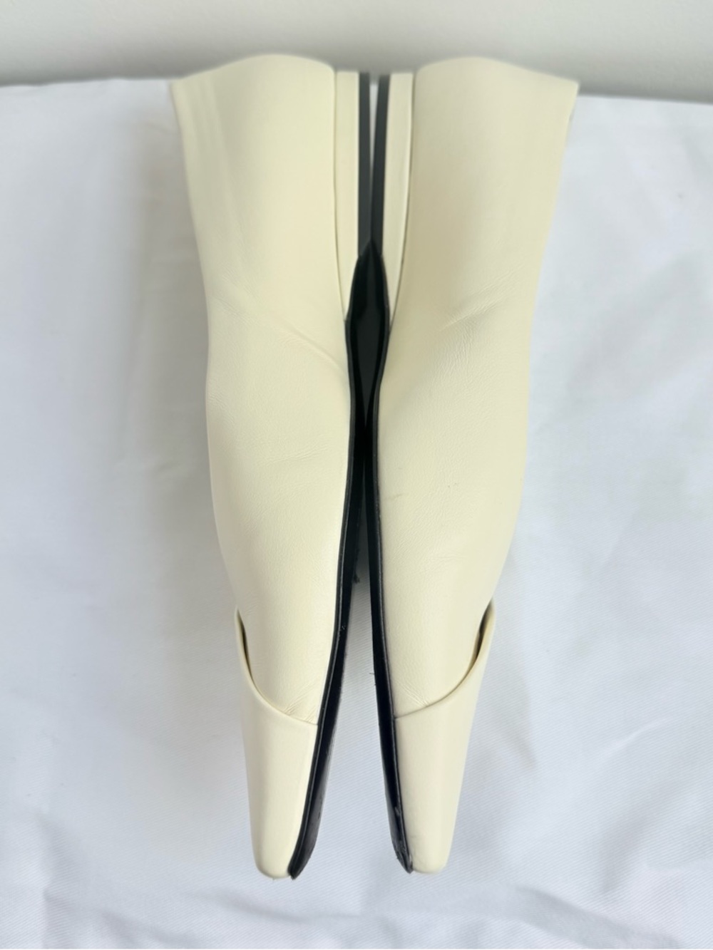 Barsi White Leather Ballet Flats size 39 - Loulou de Saison - Picture 9 of 14